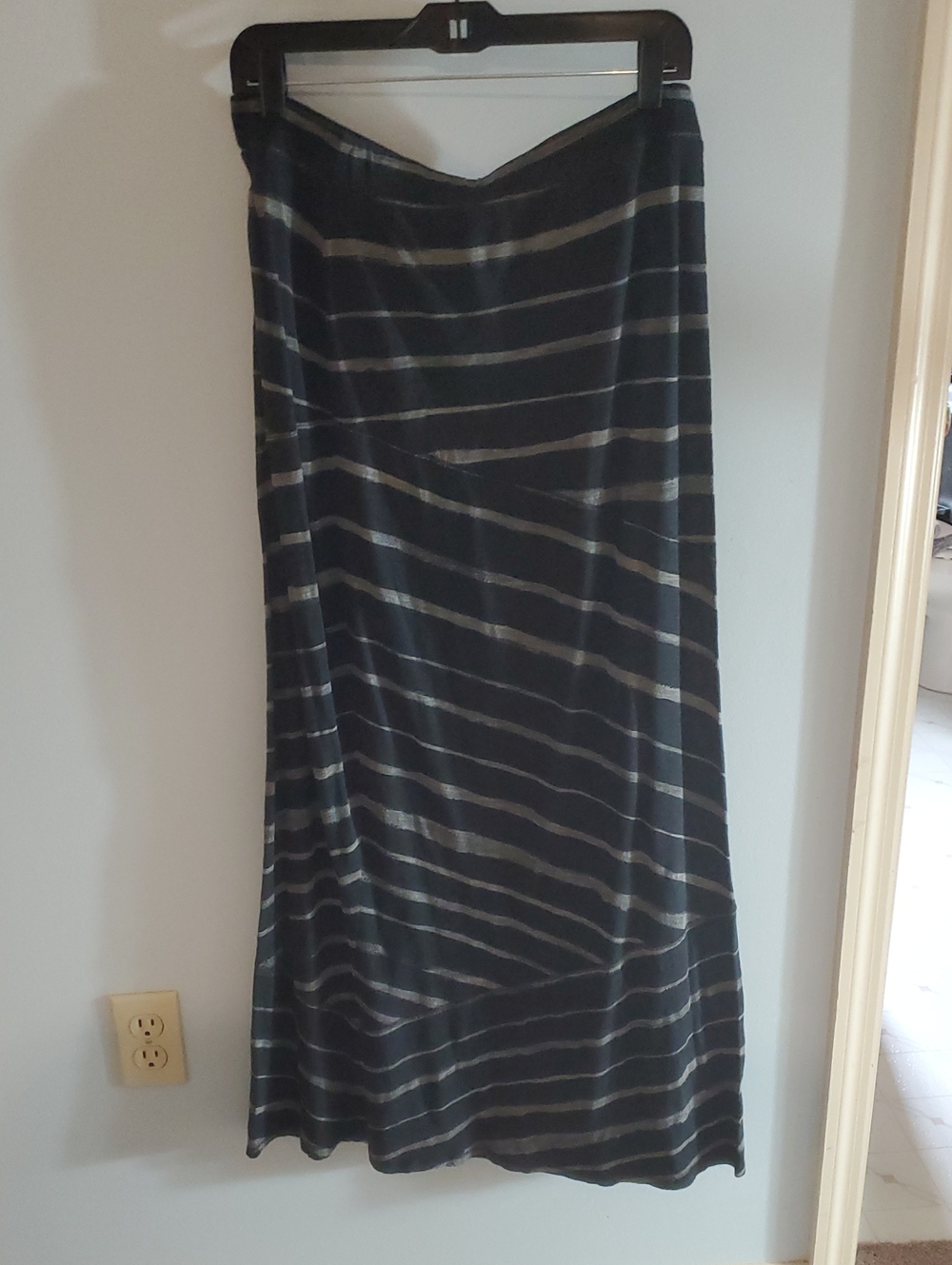 Express Black and Gray Striped Maxi Skirt